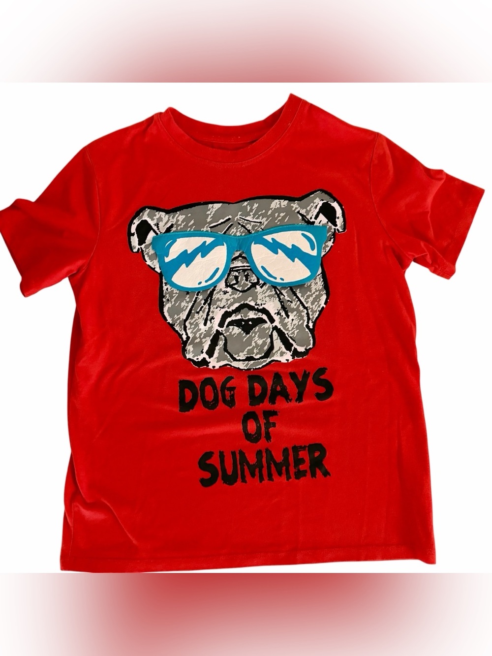 Falls Creek Bulldog Orange Graphic Tee Flip Up Sunglasses Kids Boys Sz 8